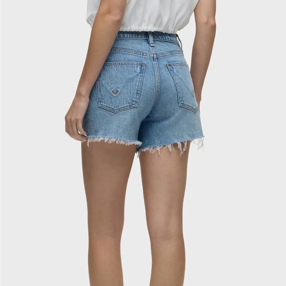 Hudson Devon Biker Denim Shorts Size 27 Frayed Hem High Rise - Picture 2 of 6